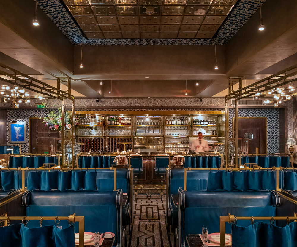 Bob Bob Ricard Soho all-booth dining room